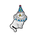 Spilla in smalto gatto clown bianco con colletto a ruche colorato e cappello da giullare - Stile Gatto Pagliaccio (QHXZ3523)