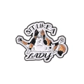 Funny calico cat enamel pin with Sit Like A Lady text in cartoon manga style - Calico Cat Sitting Style(QHXZ3292)