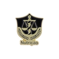Shield-shaped gold and black enamel brooch featuring the medical Caduceus symbol - Nutrition Nutrição Style (QHXZ3435)