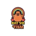Orange capybara enamel pin with rainbow and RIZZ 'EM WITH THE 'TISM text design - Rainbow Capybara (QHXZ3465)