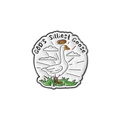 Detail of round enamel pin featuring a white goose and 'GOD'S Silliest Goose' text - Sacred Goose God's Silliest Goose Style (QHXZ3540)