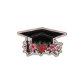 Emaille-Anstecknadel 2025 Doktortitel-Hut mit roten Blumen und goldenem Metallrand - Blumen Doktorhut Stil(QHXZ3594)