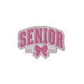 Pink enamel Senior 2025 graduation brooch badge with bow and gold finish metal frame - Senior Est 2025 With Bow Style (QHXZ3600)