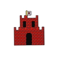 Spilla creativa in smalto a forma di castello pixel rosso con bandiera a stella - Stile Castello Pixel (QHXZ3567)