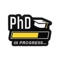 PhD In Progress enamel pin featuring a graduation cap and yellow progress bar on black - Loading Progress Bar Style (QHXZ3671)