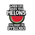 Spilla divertente in smalto con anguria e testo Dyslexic su distintivo in metallo nero - Stile Anguria Con Errore (QHXZ3621)