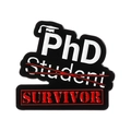 Καρφίτσα σμάλτου PhD Survivor με μαύρο φόντο και εικονίδιο καπέλου αποφοίτησης φοιτητή - Στυλ Student Survivor (QHXZ3672)