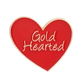Spilla in smalto a cuore rosso con scritta Gold Hearted dorata e bordi in metallo lucido - Stile Rosso Gold Hearted (QHXZ3678)