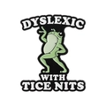 Funny cartoon frog enamel pin with DYSLEXIC WITH TICE NITS quote on black badge - Dyslexic Quote Frog (qhxz3625)