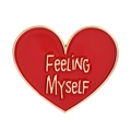 Red heart-shaped enamel pin featuring gold-toned Feeling Myself lettering details - Red - Feeling MYSELF Style (QHXZ3679)