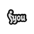 Minimalist enamel pin badge featuring a creative stick figure and 'you' text design - Black and White Style (qhxz3547)