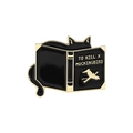 Emaille-Anstecknadel mit schwarzer Katze hinter To Kill a Mockingbird Buch mit Goldrand - Schwarze Katze Lese-Stil (QHXZ3814)
