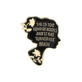 Vintage-Emaille-Pin in Schwarz mit Jane Austen Zitat und goldenem Blumen-Profil - Zu Sehr In Bücher Verliebt Stil (QHXZ3817)