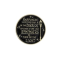 Runde schwarze Emaille-Brosche mit goldener Schrift und Straßenlampen-Design - Round Inspirational Quote (qhxz3539) / Schwarz (qhxz3539)
