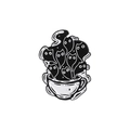 Cute black ghost rising from a white coffee cup enamel pin for clothing and bags - Ghost Coffee Cup Style (QHXZ3183)