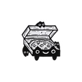 Creative black cat pizza box enamel pin with white and black contrast finish - Cat Pizza Box Style (QHXZ3185)