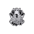 Ghost and black cat enamel pin with CATS WORLD DOMINATION text on vintage books - Ghost Cat Book Stack Style(QHXZ3186)