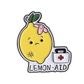 Spilla in smalto a forma di limone con kit di pronto soccorso e scritta Lemon-Aid - Stile LEMON-AID (QHXZ3792)