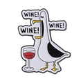 Detail of cartoon seagull enamel pin shouting WINE with high quality metal lacquer finish - Seagull Wine Style (QHXZ3906)