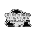 Funny black cat enamel pin with Tiny Furry Overlords text on white background - Tiny Furry Overlords Style (QHXZ3804)