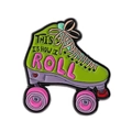 Retro green roller skate enamel pin badge with This Is How I Roll slogan in bold design - Green Roller Skate THIS IS HOW I ROLL Style (QHXZ3920)