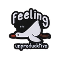 Macro detail of 'Feeling unproducktive' enamel pin with cute sleeping white duck design - Lying Down (Feeling unproducktive)(QHXZ3935)