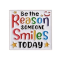 Τετράγωνο σήμα σμάλτου με 'Be the Reason SOMEONE Smiles TODAY' και κίτρινο αστέρι - Στυλ Τετράγωνο με Εμπνευσμένο Αφιέρωμα (QHXZ3951)