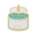 Spilla smaltata con candela e citazione motivazionale you are meant to shine verde menta - Stile Candela Aromatica (QHXZ3844)