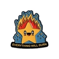 Cartoon Emaille Anstecknadel gelber Stern mit Flammen und Everything Will Burn Text - Qhxz3863