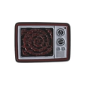 Emaille-Anstecknadel in Retro-TV-Form, Rot und Weiß, mit auffälligem Spiralmuster-Display - Rot Weiß Schwarz Kontrast Stil (QHXZ3914)