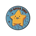 Himmelblaue Emaille-Anstecknadel mit Stern und Aufschrift I'M GONNA SHINE - Qhxz3864