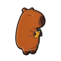 Cartoon capybara enamel brooch badge holding a yellow book accessory in brown finish - Reading Style (QHXZ3839)