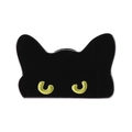 Minimalistische schwarze Emaille-Katzenkopf-Brosche mit gelben Augen und Glanzfinish - Rein Schwarze Katze Stil(QHXZ3885)