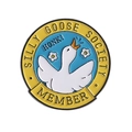 Funny cartoon Silly Goose Society enamel pin with white goose design on blue background - Blue Society Member Goose Style (QHXZ3852)