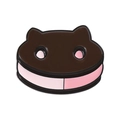 Katzenförmige Schokoladenkeks-Emaille-Brosche mit süßer rosa Füllung - Katze Keks Form (QHXZ3977)