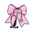Spilla in smalto con fiocco rosa e stetoscopio per professionisti medici - Stile Fiocco Stetoscopio (QHXZ4184)