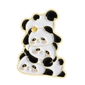 Cute panda stack enamel pin with gold plating and drip oil craft for clothing accessories - Qhxz4078