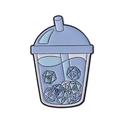 Καρφίτσα σμάλτου anime bubble tea με ζάρια D20 σε χρώμα μέντας, πράσινο και μπλε - Κύπελλο Τσαγιού Γάλακτος Ζάρια (QHXZ3975)