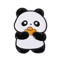 Cute round cartoon panda enamel pin holding a gold ingot, black and white animal badge - Panda Holding Gold Ingot (QHXZ3998)