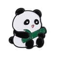 Cute enamel panda pin featuring a black and white panda holding a green bamboo stalk - Qhxz3999