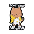 Spilla in metallo a forma di gatto con abito giallo e scritta Don't Stop Me-ow - Gatto in Posa da Palcoscenico Giallo (QHXZ4145)