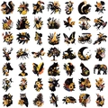Set of 50 waterproof transparent PET floral silhouette stickers for journals and crafts - Nature Silhouette Floral Sticker Collection (SLP043)