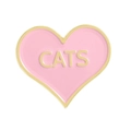 Spilla a cuore in smalto rosa con finitura dorata e dettaglio scritta CATS - Stile Motivo Lettere "CATS" (QHXZ4149)