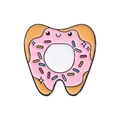 Spilla smaltata carina con dente a cartone animato e glassa rosa a forma di ciambella - Stile Dente Ciambella (QHXZ678)