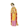 Classic Chinese enamel brooch featuring a noble character in yellow and red robes - Yellow Robe Lady Style (QHXZ4126)