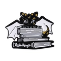 Épingle en émail de dragon noir sur des livres avec inscription Book Dragon - Style Dragon Noir sur Livres Blancs (QHXZ4276)