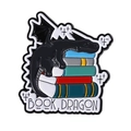 Exquisite Book Dragon enamel pin featuring a black dragon on colorful books - Black Dragon On Colored Books (QHXZ4277)