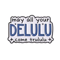 Delulu letter enamel pin badge featuring a white cloud design with small blue stars - may all your DELULU come trululu (QHXZ4099)