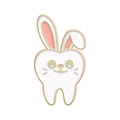 Broche émaillée en forme de dent avec oreilles de lapin et bordures dorées - Style Dent Oreilles de Lapin (XZ7359)