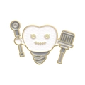 Insigne en émail en forme de dent avec outils dentaires et bordures dorées - Style Implant Dentaire et Instruments (XZ7360)
